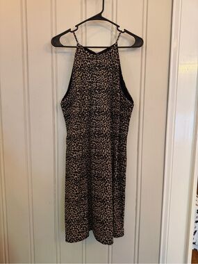 Leopard Print midi dress vintage Y2K 90s key hole back size16